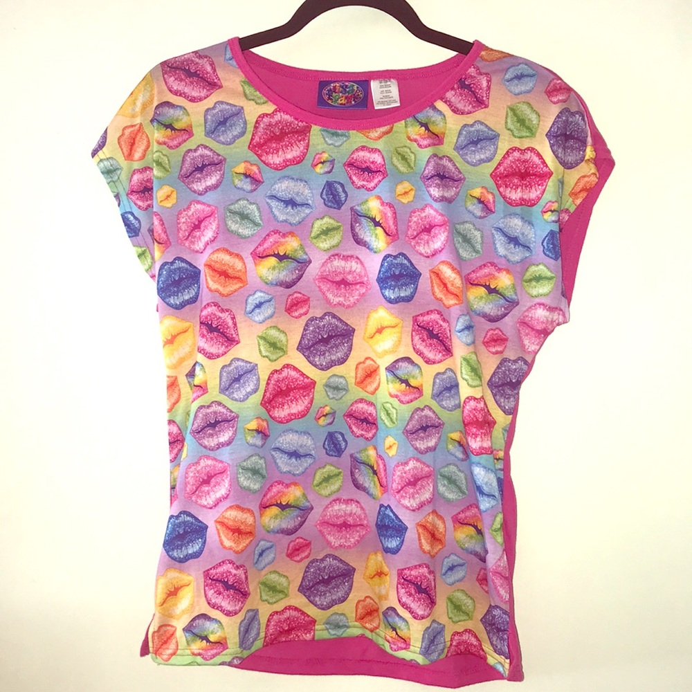 ✨SALE✨ LISA FRANK GLAMOUR👄 PINK/RAINBOW TEE